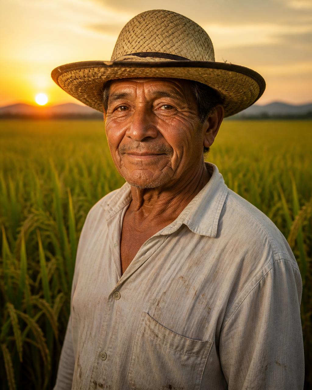 Retrato de un agricultor chiricano al atardecer